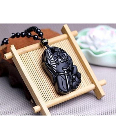 100% Pure Natural Obsidian Pendant Necklace Obsidian Crystal Pendant Necklace Pattern with Bead Chain for Zhong Kui M $9.71 N...