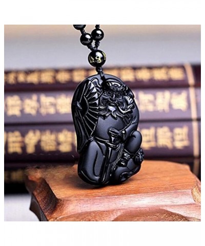 100% Pure Natural Obsidian Pendant Necklace Obsidian Crystal Pendant Necklace Pattern with Bead Chain for Zhong Kui M $9.71 N...