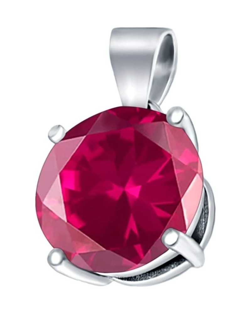 Simulated Cubic Zirconia Round Charm Pendant 925 Sterling Silver (10mm) Simulated Ruby Cubic Zirconia $11.12 Pendants