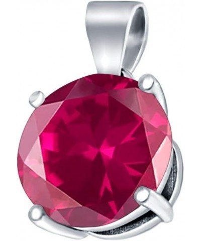 Simulated Cubic Zirconia Round Charm Pendant 925 Sterling Silver (10mm) Simulated Ruby Cubic Zirconia $11.12 Pendants