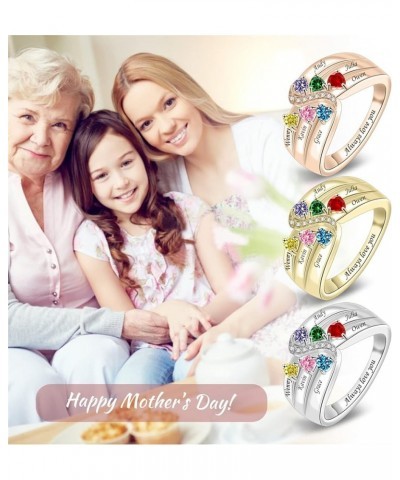 Personalized Sterling Silver Rings for Women Family Rings with Birthstones Twisted Rings Birthday Mother Day for Mom Grandma ...