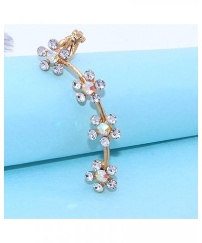 Crystal Pearl Flower Climbers Crawler Stud Earring Cute Rhinestone Resin Floral Left Ear Cuff Wrap Clip Earring Top Ear Clip ...