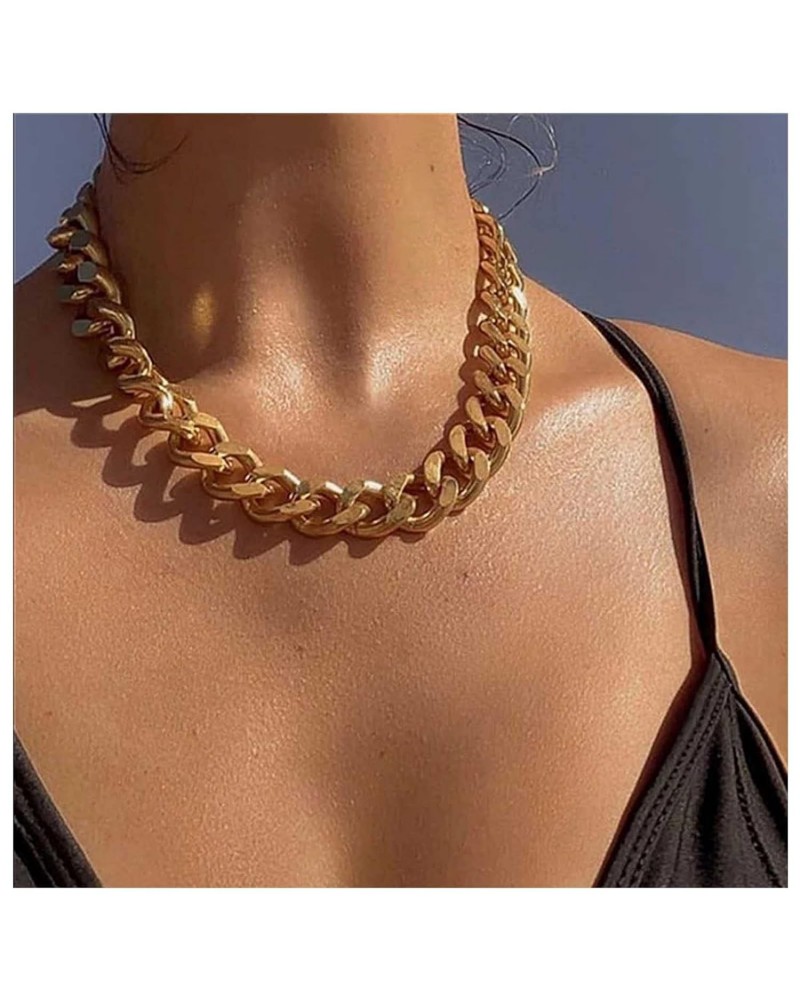 Punk Chunky Chain Necklace Gold Cuban Link Chain Necklaces Hip Hop Turnover Necklace Gothic Thick Chain Statement Necklace fo...