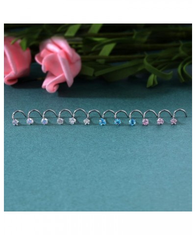 9-12PCS 20g Surgical Stainless Steel Nose Stud Ring Piercing Nose Bone/L Shaped/Nose Screws Rings Set D:12pcs Nose Screws+16p...