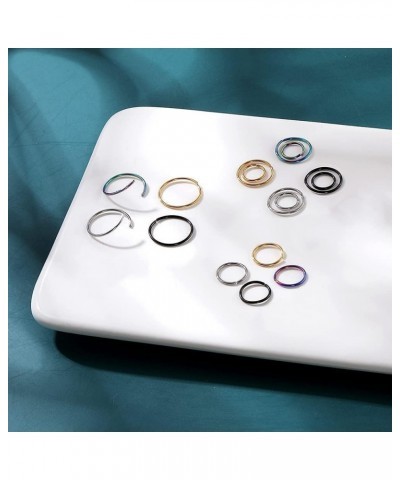 9-12PCS 20g Surgical Stainless Steel Nose Stud Ring Piercing Nose Bone/L Shaped/Nose Screws Rings Set D:12pcs Nose Screws+16p...