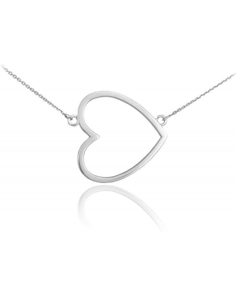 Dainty Sterling Silver Sideways Open Heart Necklace 18 Inches $17.99 Necklaces