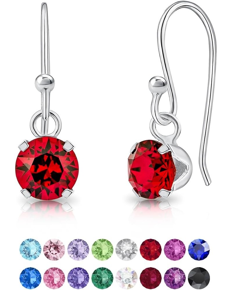 925 Sterling Silver SMALL/MEDIUM Hook Dangle/Drop Earrings made with Round Crystals from Swarovski Elements - Diameter: 6 mm ...