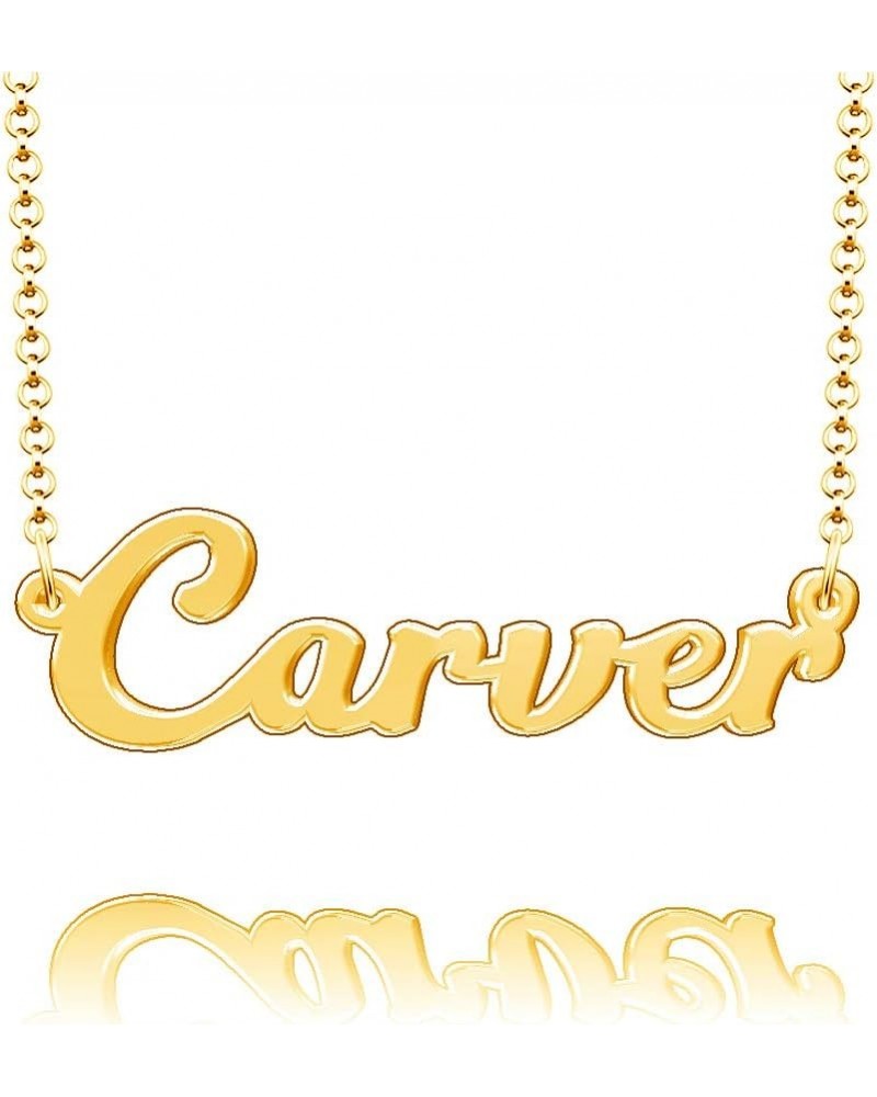 Customized Carver Name Necklace Sterling Silver Plated Custom Made of Last Name Gift for Family Font9-Gold $17.91 Necklaces