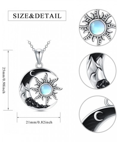 Gothic Jewelry Bat/Cat/Wolf/Dragon/Owl/Fox/Spider/Sun Pendant Sterling Silver Crescent Moon Necklace for Women Girls Black Je...