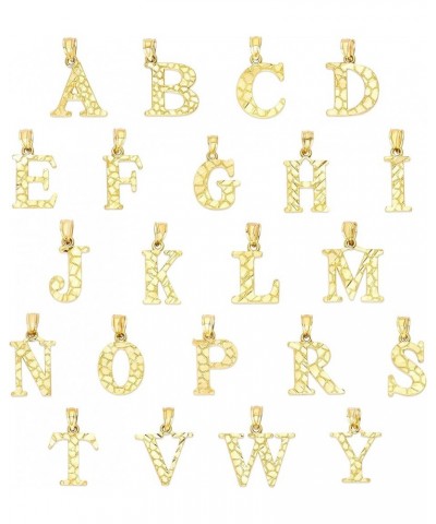 10k Solid Gold Initial Pendant for Necklace Golden Nugget Letter Jewelry Personalized Gift for Her I $27.84 Necklaces