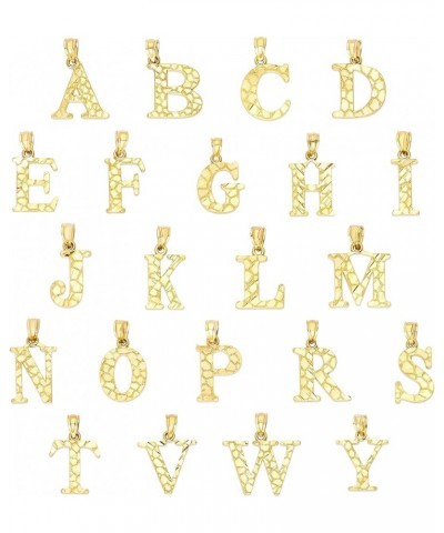 10k Solid Gold Initial Pendant for Necklace Golden Nugget Letter Jewelry Personalized Gift for Her I $27.84 Necklaces