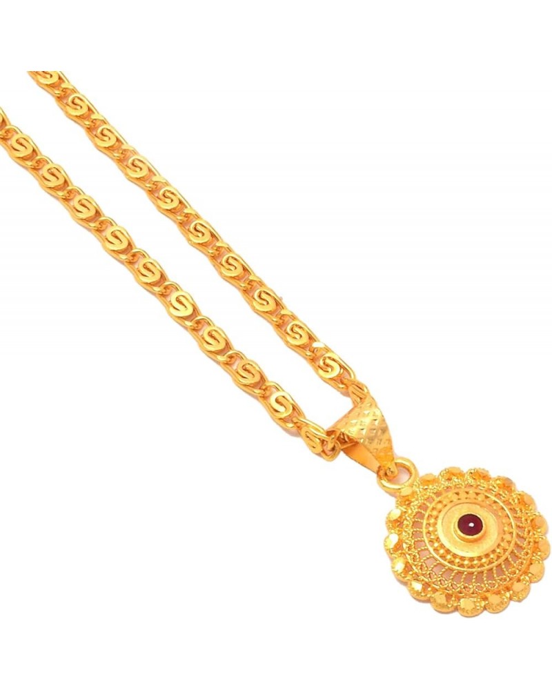 JewarHaat Indian K Gold Plated Locket/Pendant with Link Chain Fashion Jewelry Daily use for Men, Women & Girls, Boys Round $9...