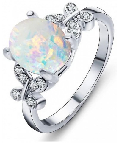 Opal Rings for Women Opal and Moissanite Engagement Rings for Women 10K 14K 18K White/Yellow/Rose Gold Opal Engagement Weddin...