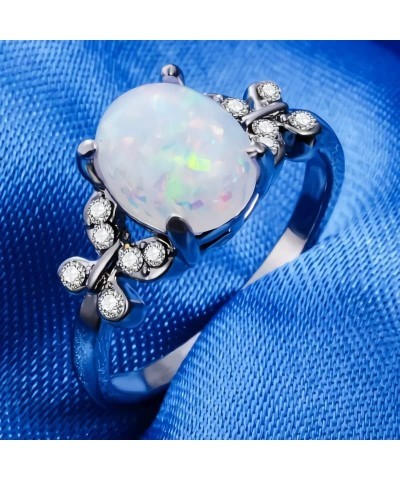 Opal Rings for Women Opal and Moissanite Engagement Rings for Women 10K 14K 18K White/Yellow/Rose Gold Opal Engagement Weddin...