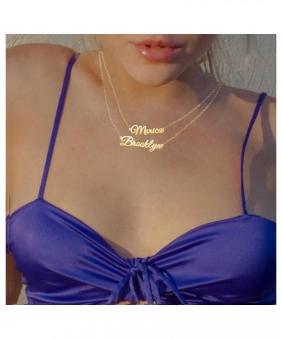 Custom Name Necklace 18K Gold Plated Personalized Nameplate Customized Jewelry Gift for Women Layered 2 Names Necklace $9.68 ...