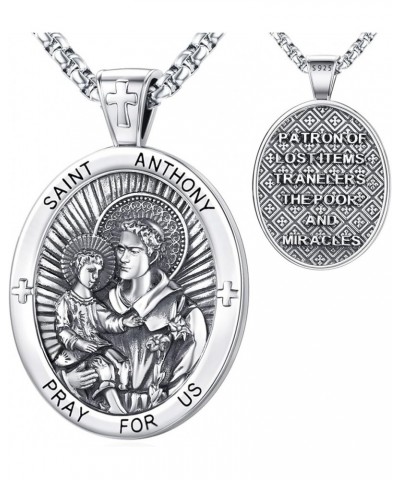 Jewelry Gifts - Saint Medals Amulet Necklace 925 Sterling Silver Protection Jewelry for Men Women with 22"+2" Rolo Chain H1-S...