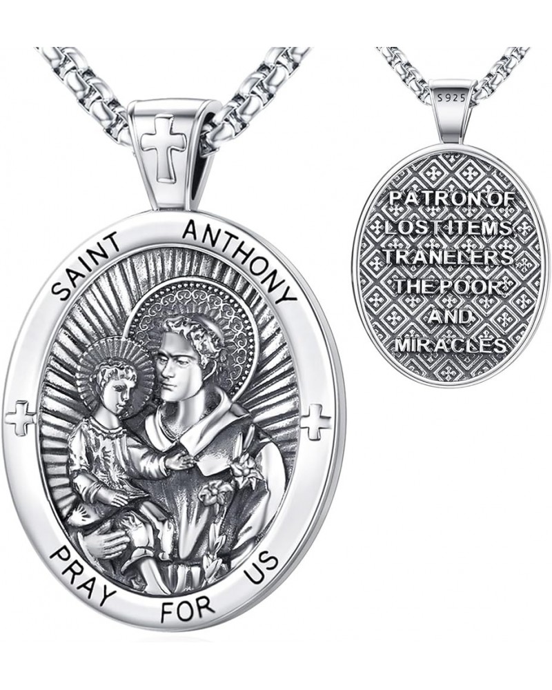 Jewelry Gifts - Saint Medals Amulet Necklace 925 Sterling Silver Protection Jewelry for Men Women with 22"+2" Rolo Chain H1-S...