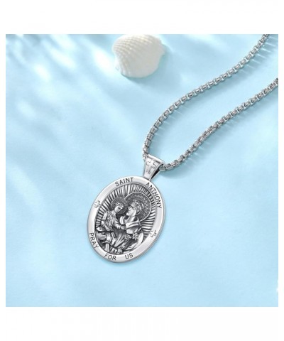 Jewelry Gifts - Saint Medals Amulet Necklace 925 Sterling Silver Protection Jewelry for Men Women with 22"+2" Rolo Chain H1-S...