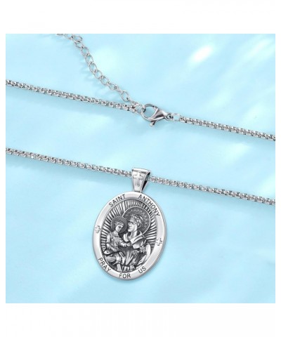 Jewelry Gifts - Saint Medals Amulet Necklace 925 Sterling Silver Protection Jewelry for Men Women with 22"+2" Rolo Chain H1-S...