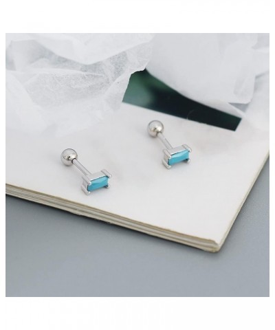 18G Tiny Rectangle Stud Earrings for Women Girls 925 Sterling Silver Hypoallergenic Minimalist Cute Small Studs Cartilage Tra...