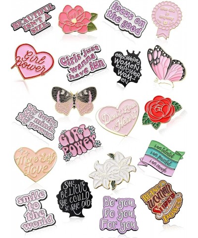 20 Pcs Women Girl Power Enamel Pin Aesthetic Cute Flower Enamel Pin Pink Preppy Feminism Enamel Lapel Pin Women Empowerment B...