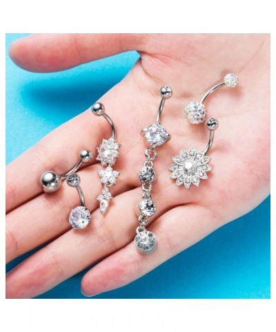 6PCS 14G Stainless Steel Dangle Belly Button Rings for Women Belly Piercing CZ Inlaid Style 6pcs $9.43 Body Jewelry