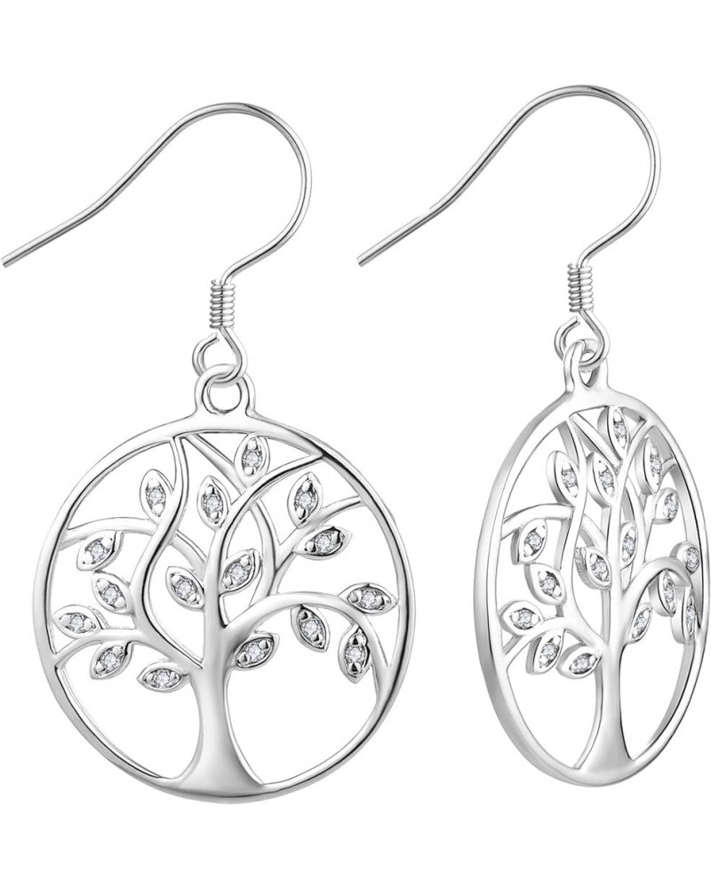 Dangle Drop Tree Earrings 925 Sterling Silver Tree of Life Hook and Leverback Earring Birthstone Jewelry 04-diamond-Apr $29.8...