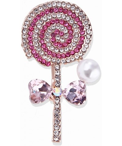 Lollipop Brooch Pin Crystal Lollipop collar Pin Women Girls Dress Suit Accessories Sweet Candy Shape Trinket Pin pink $8.69 B...