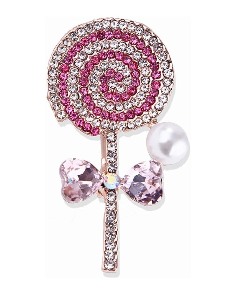 Lollipop Brooch Pin Crystal Lollipop collar Pin Women Girls Dress Suit Accessories Sweet Candy Shape Trinket Pin pink $8.69 B...