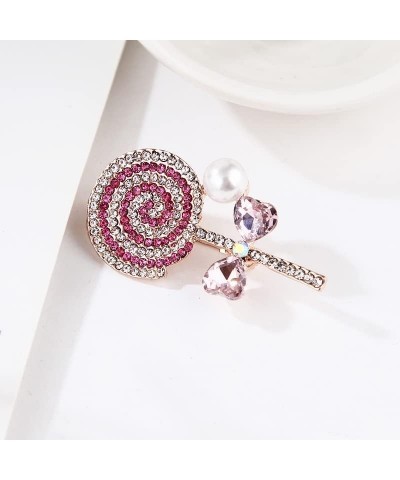 Lollipop Brooch Pin Crystal Lollipop collar Pin Women Girls Dress Suit Accessories Sweet Candy Shape Trinket Pin pink $8.69 B...