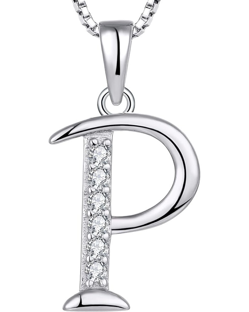 Initial Necklaces for Women 925 Sterling Silver Cubic Zirconia Letters Pendant 26 Alphabet Jewelry P-18K White Gold $22.94 Ne...