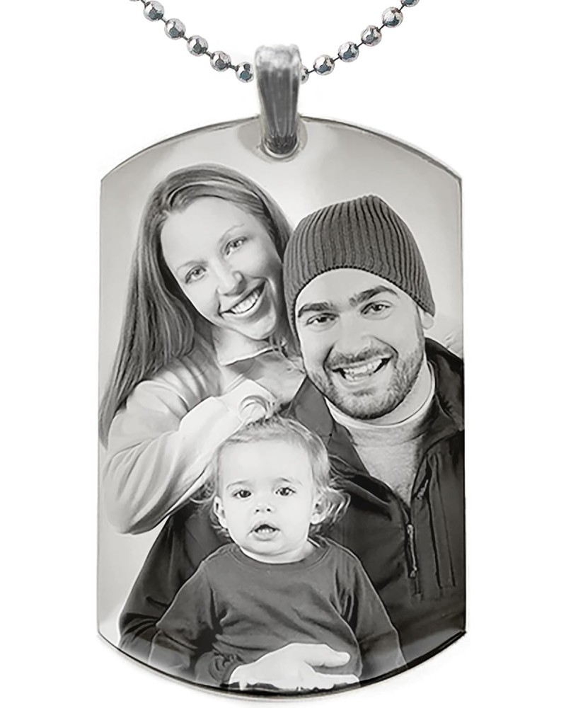 Personalized Custom Photo Text Engraving Dog tags Stainless Steel Necklace Memorial Necklace $19.66 Necklaces