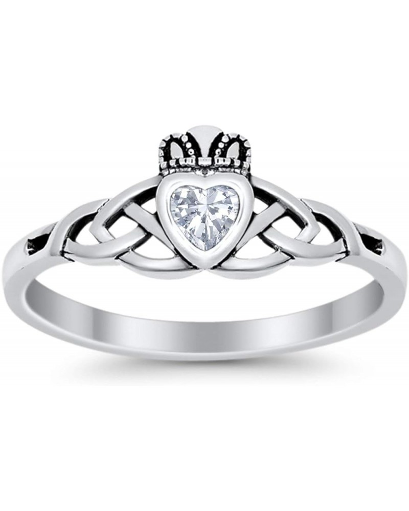 Celtic Knot Irish Dublin Claddagh Ring 925 Sterling Silver Simulated Cubic Zirconia $10.44 Rings