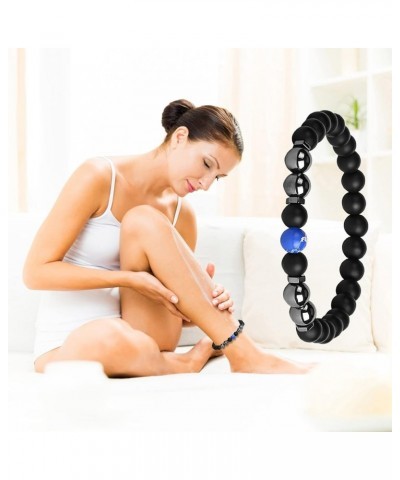 Obsidian Anklet Chakra Slimming Bracelet Anti Swelling Healing Stone Anklet Adjustable Beaded Bracelet for Women Men 01-J one...