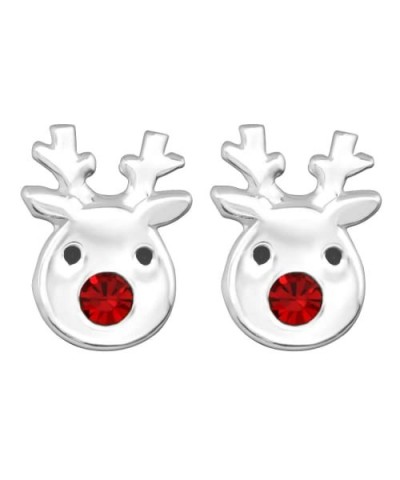 Red Nose Reindeer Stud Earrings | Festive Christmas Holiday Stud Earrings for Women and Girls (Sterling Silver) Sterling Silv...