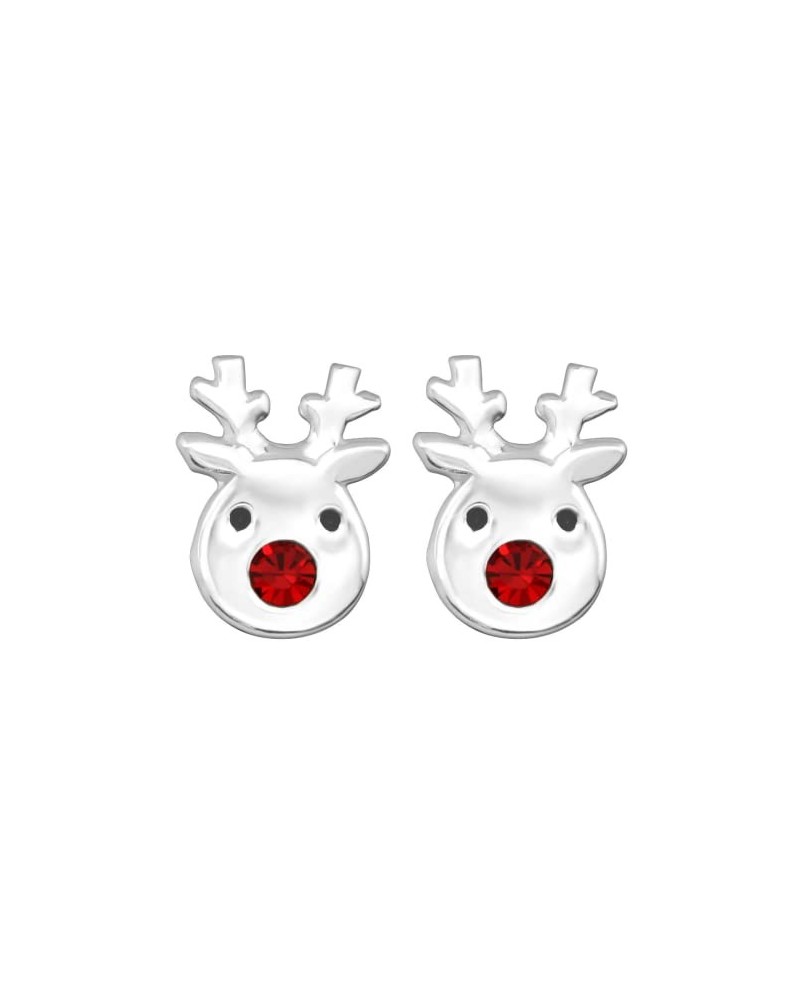 Red Nose Reindeer Stud Earrings | Festive Christmas Holiday Stud Earrings for Women and Girls (Sterling Silver) Sterling Silv...