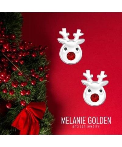 Red Nose Reindeer Stud Earrings | Festive Christmas Holiday Stud Earrings for Women and Girls (Sterling Silver) Sterling Silv...