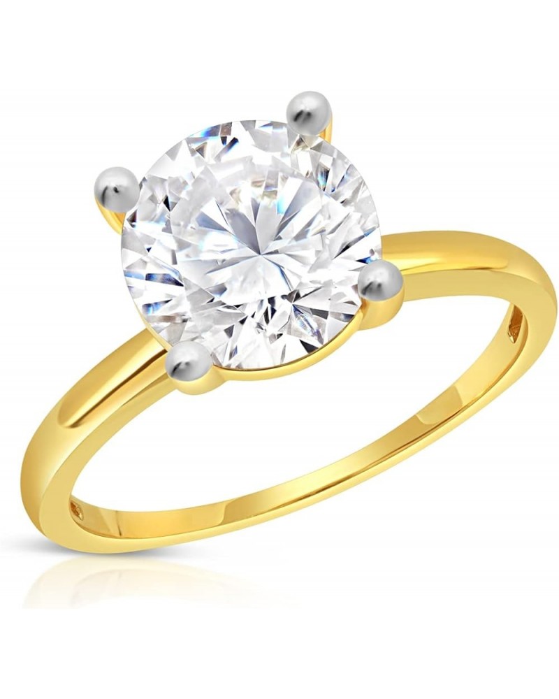 3 Carat Cubic Zirconia Solitaire Engagement Ring for Women in 14k Solid Yellow Gold CZ in Size 5 to 9 Yellow Gold | Size 4.5 ...