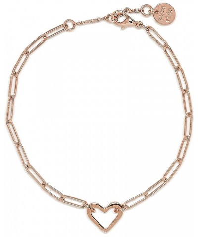 6.75" Rose Gold or Silver Plated Open Heart Paperclip Bracelet - Brass Base, Adjustable Chain - 1" Extender Rose Gold $12.04 ...