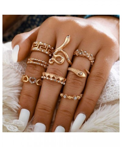 9-15PCS Knuckle Stacking Rings Set for Women Crystal Rhinestone Finger Statement Ring Sets Vintage Joint Knot Mid Rings for T...