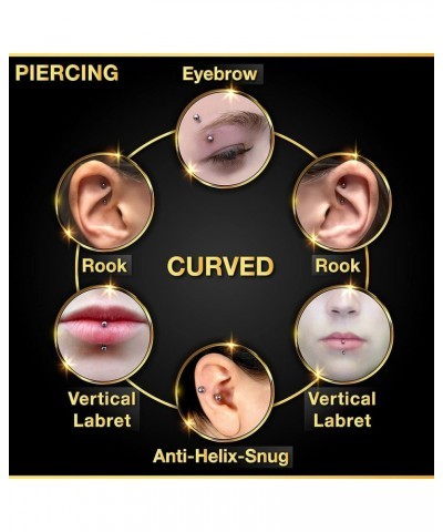 2PCS Stainless Steel Curved Barbell 14 Gauge 5/16 8mm 4mm Crystal Tragus Lobe Earrings Eyebrow Piercing Jewelry Choose Colors...