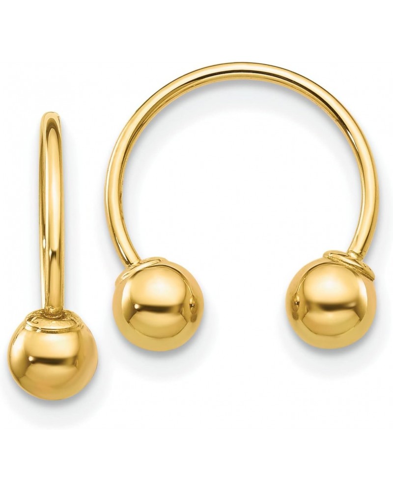 14K Yellow Gold Open Hoop Beaded Earrings Jewelry $34.22 Earrings