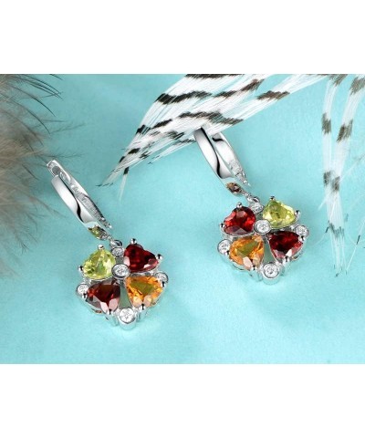 Heart Stone Dangle Earrings For Women Sterling Silver Personalized Multi-colored $10.61 Earrings