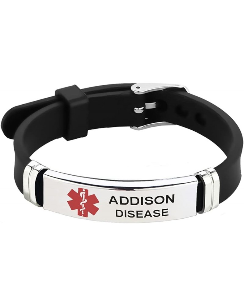 Red Medical Alert ID Bracelet for Women Men's Emergency First Aid Health Alert Laser Engraved Satinless Steel Adjustable Sili...