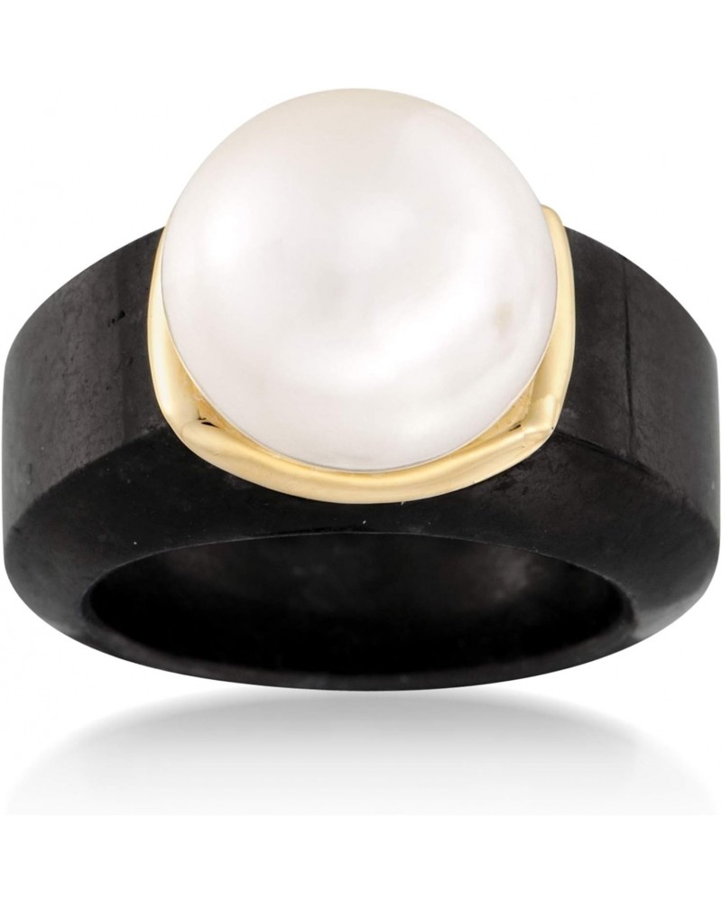 13-13.5mm Cultured Pearl Ring in Black Jade and 14kt Yellow Gold $65.60 Rings