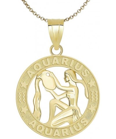 10K Yellow Gold Zodiac Sun Sign Symbol Pendant With Chain 16.0 Inches Aquarius $90.29 Necklaces