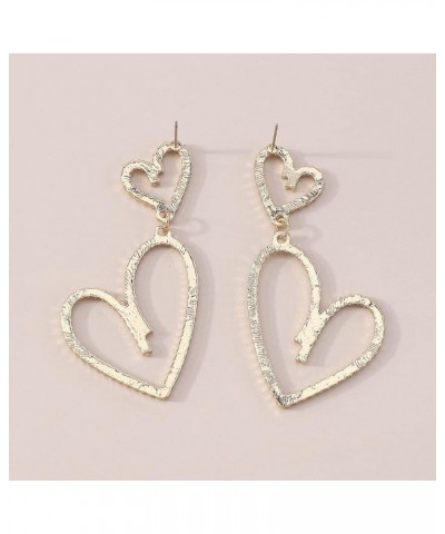 Silver Tone Irregular Heart Rhinestone Crystal Dangle Drop Earrings for Women Girls Gold $7.83 Earrings