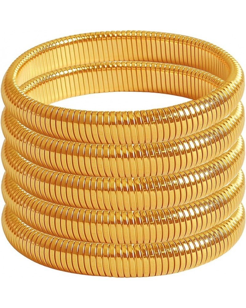 Gold Bangle Bracelets Set Stackable Gold Stretch Bracelets for Women 2023 Trendy Snake Chunky Gold Bracelet Gold 1 $10.39 Bra...