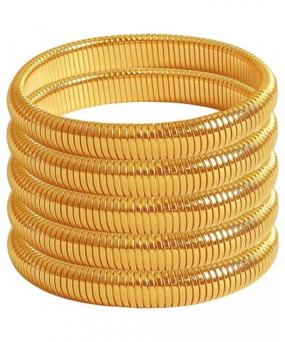 Gold Bangle Bracelets Set Stackable Gold Stretch Bracelets for Women 2023 Trendy Snake Chunky Gold Bracelet Gold 1 $10.39 Bra...