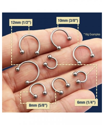 2pc Circular Barbell Horseshoe Earrings Tragus Cartilage Helix Daith Septum Nose Rings Black (choose Color, Gauge, Diameter) ...